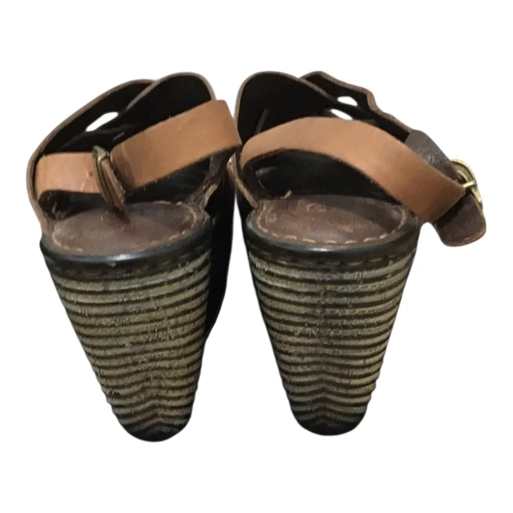 Born Brown Leather Upper &Lining Wedge Sandals 10